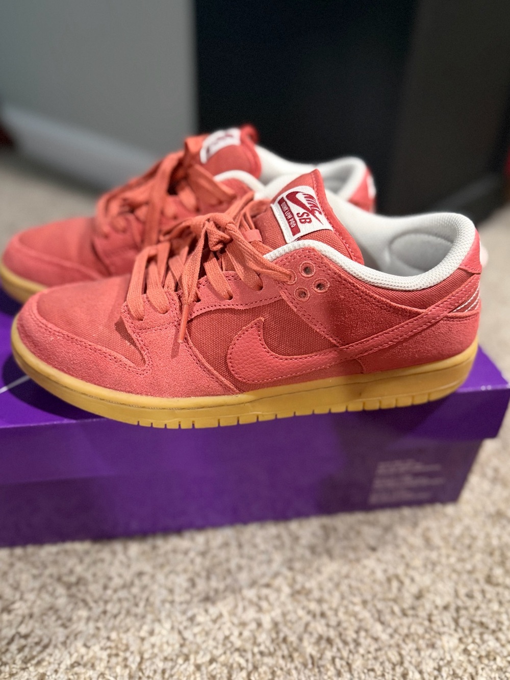 Nike SB Low-Top Sneakers in Coral with Gum Sole